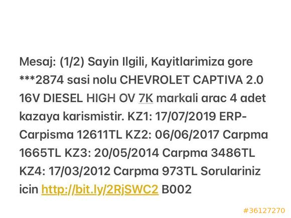 Sahibinden Chevrolet Captiva 2.0 D LT High 2011 Model