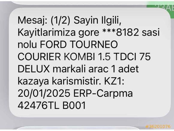 Sahibinden Ford Tourneo Courier 1.5 TDCi Delux 2020 Model  82.000 km otomobıl ruhsatlı Beyaz