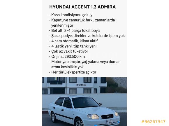 Sahibinden Tertemiz Hyundai Accent 1.3 Admire  