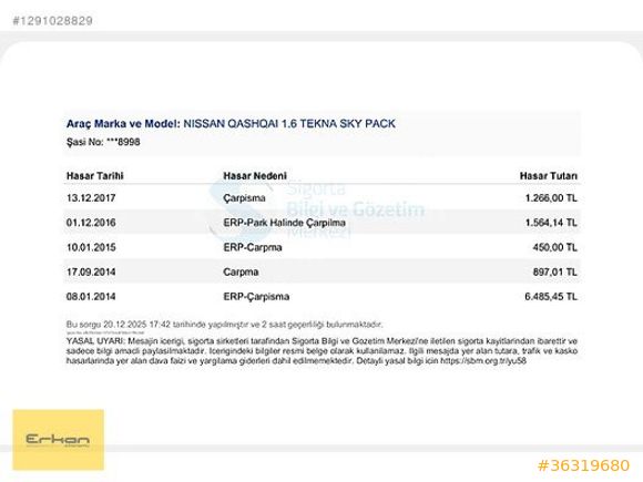 Galeriden Nissan Qashqai 1.6 Tekna 2013 Model Ankara 191.800 km