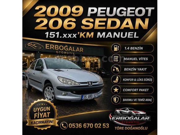ERBOĞALAR OTOMOTİV Peugeot 206 1.4 Comfort 2009 Model KARS MERKEZ 