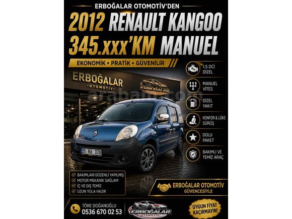 ERBOĞALAR OTOMOTİV Renault Kangoo Multix 1.5 dCi Authentique 2012 Model KARS MERKEZ 