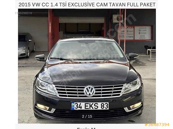 Sahibinden Volkswagen VW CC 1.4 TSi EXCLUSİVE 2015 Model 