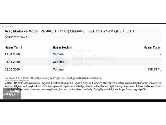 HASAR KAYITSIZ PLAKALI RUHSATLI