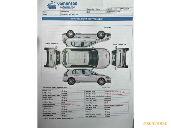 Sahibinden Renault Megane 1.6 Dynamique 2004 Model 