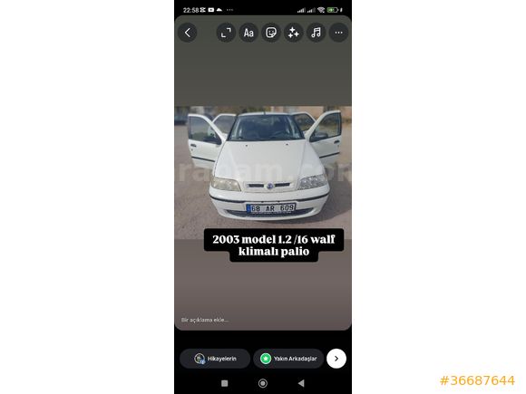 Sahibinden Fiat Palio 1.2 EL 2003 Mode klimalı l