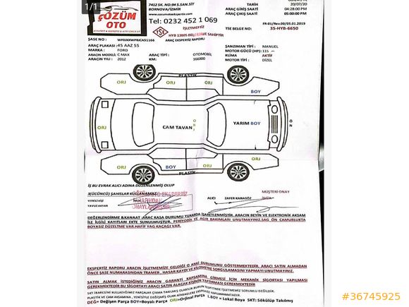 Sahibinden Ford C-Max 1.6 TDCi Titanium X 2012 Model 