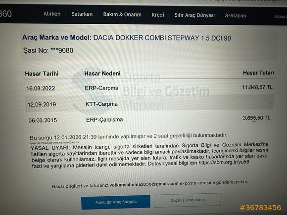 Sahibinden Dacia Dokker 1.5 DCi Stepway 2013 Model 