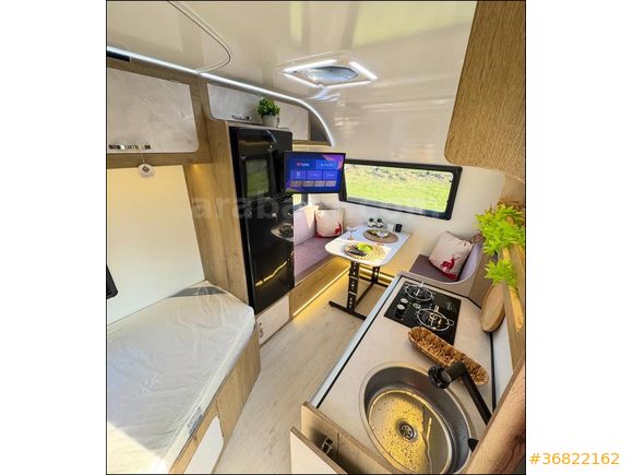 O1 belgeli, 140 lt buzdolabı, kasetli tuvalet, sıfır ayarında çekme karavan