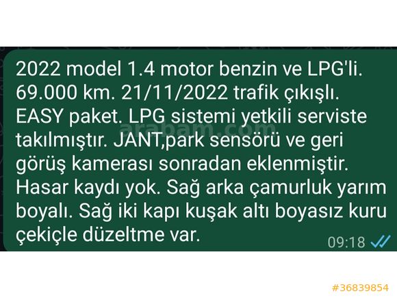 2022 model EGEA 70.000 LPG'Lİ 