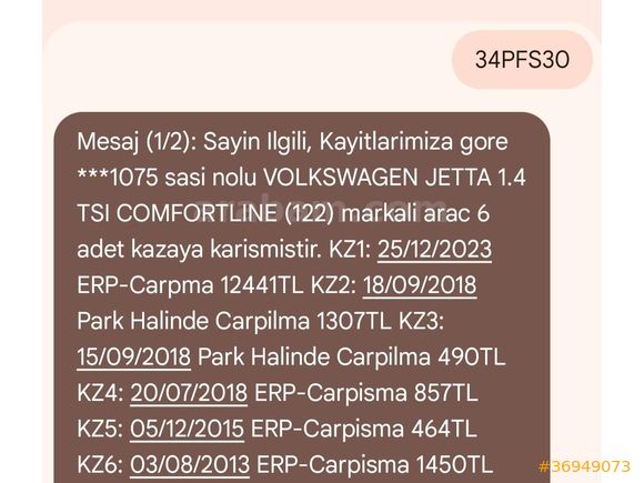 Sahibinden Volkswagen Jetta 1.4 TSi Comfortline 2012 Model  230.250 km Siyah