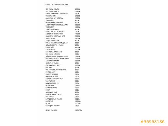 Sahibinden Renault Clio 1.4 RTA 2000 Model 