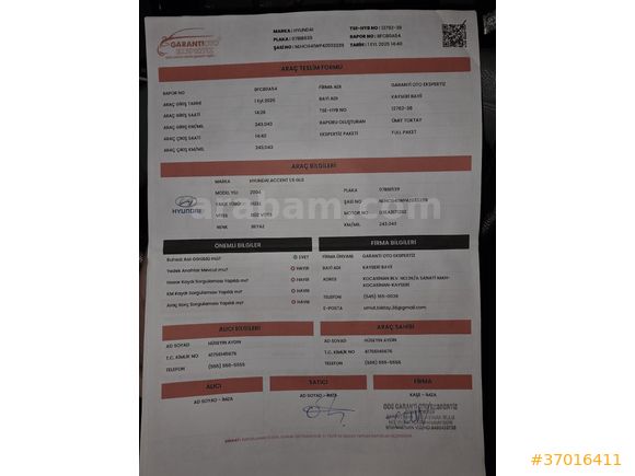 Hyundai Accent 1.5 CRDi Admire 2004 Model DİPDİRİ ARAÇ