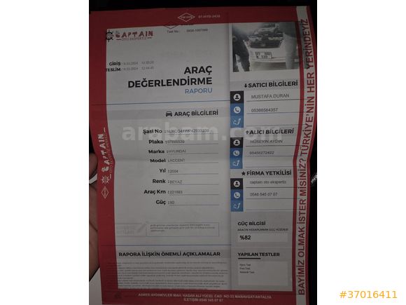 Hyundai Accent 1.5 CRDi Admire 2004 Model DİPDİRİ ARAÇ