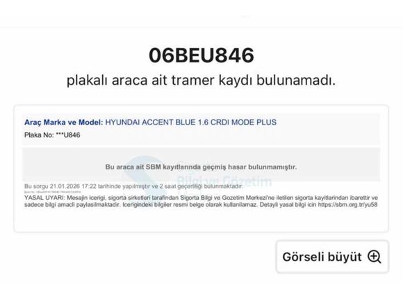 Sahibinden Hyundai Accent Blue 1.6 CRDI Mode Plus 2018 Model 