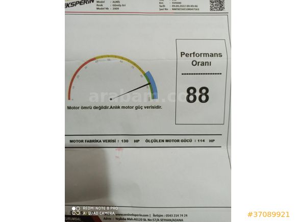 Sahibinden Toyota Auris 1.6 Comfort Extra 2009 Model Bitlis