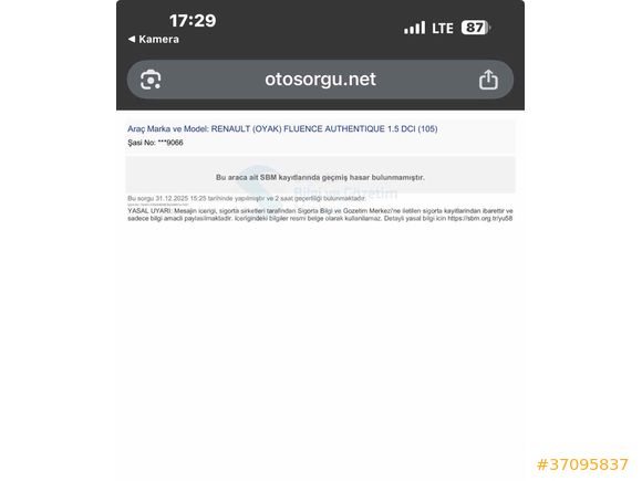 Sahibinden Renault Fluence 1.5 dCi Authentique 2011 Model 
