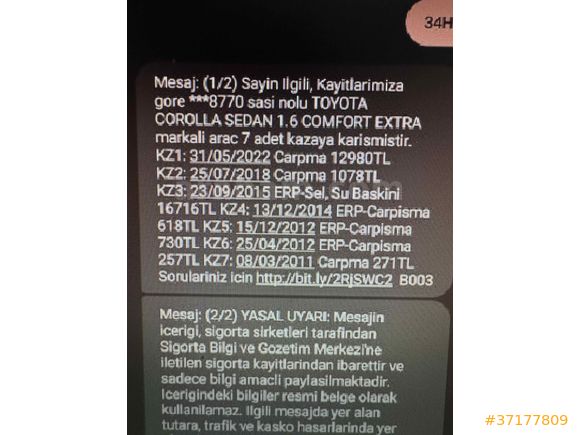 2. Sahibinden düşük km manuel corolla  