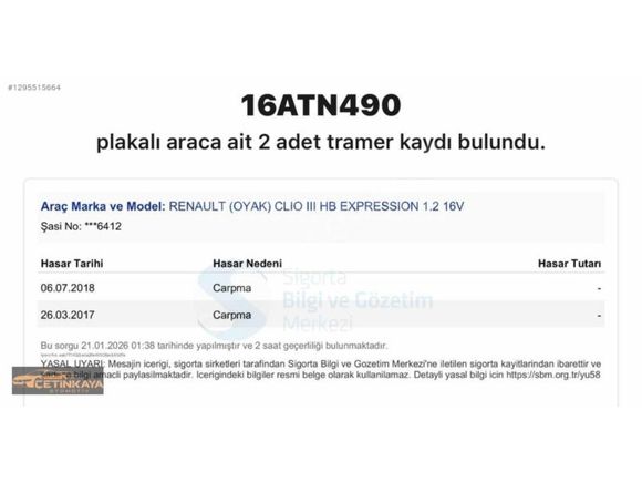 ÇETİNKAYA'dan RENAULT CLİO 3 1.2 EXPRESSİON BENZİN+LPG+2006