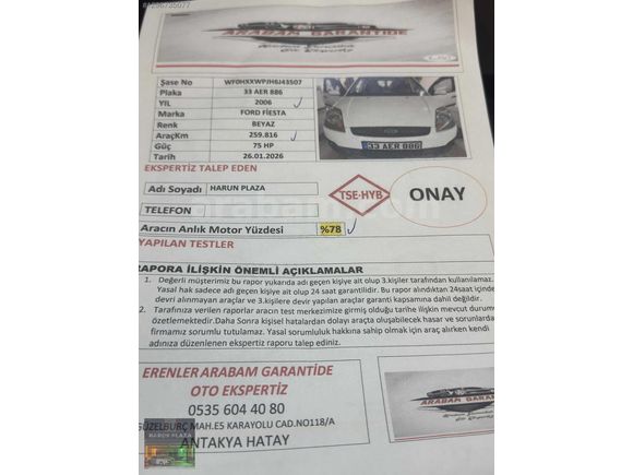 HARUN PLAZADAN 2006 MODEL MAKYAJLI KASA FORD FİESTA COMFORT