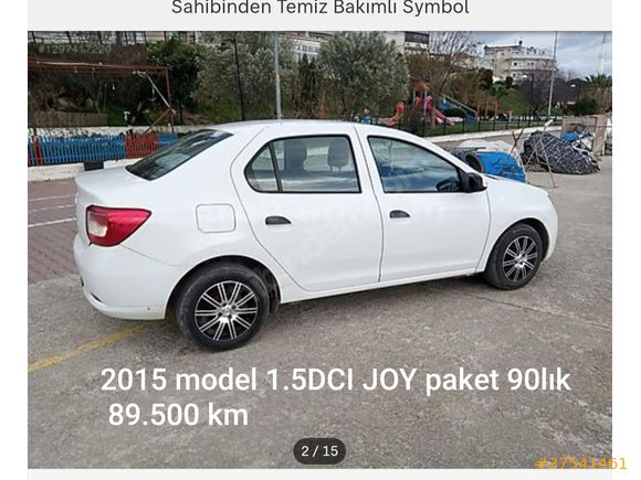 Sahibinden Renault Symbol 1.5 dCi Joy 2015 Model  89.650 km Beyaz