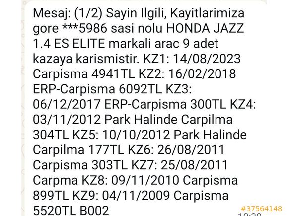Sahibinden Honda Jazz 1.4 Fun 2009 Model Adana 215000 km Kırmızı
