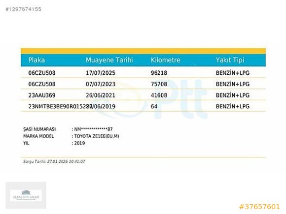 ÇİLBAŞ 2019 TOYOTA COROLLA/LPG/HATASIZ/101.000KM