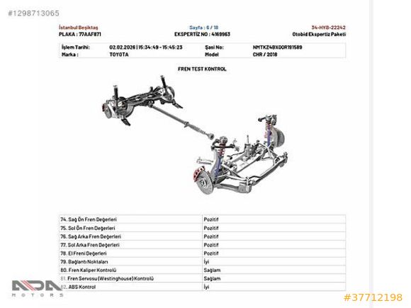 ADA MOTORS 2018 TOYOTA C-HR 1.8 HYBRİD DİAMOND PREMİUM
