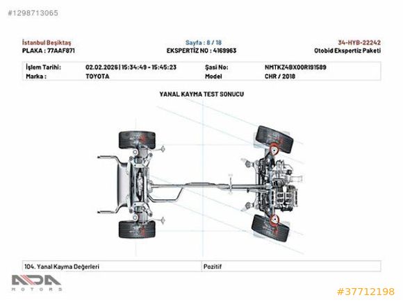 ADA MOTORS 2018 TOYOTA C-HR 1.8 HYBRİD DİAMOND PREMİUM