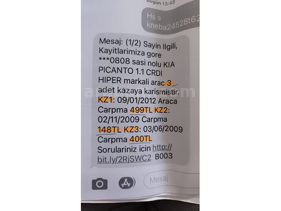 Sahibinden Kia Picanto 1.1 hiper 87 binde orginal 