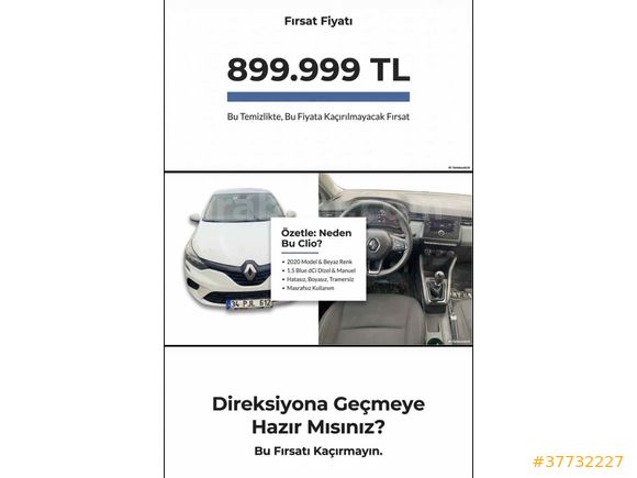 Sahibinden Renault Clio 1.5 BlueDCI Joy 2020 Model 