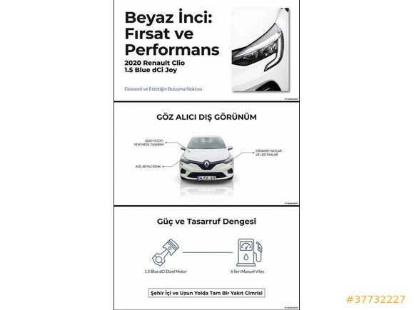 Sahibinden Renault Clio 1.5 BlueDCI Joy 2020 Model 