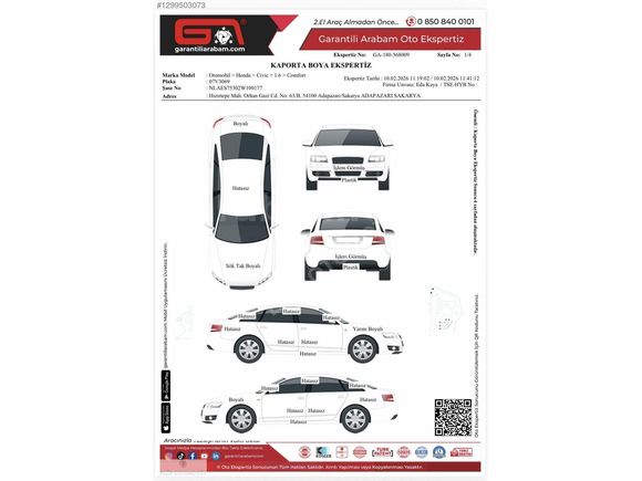 HONDA CİVİC 2002 1.6 V-TEC LS'' BEYAZ 258.BİN KM'DE DEĞİŞENSİZ