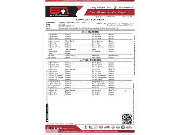 HONDA CİVİC 2002 1.6 V-TEC LS'' BEYAZ 258.BİN KM'DE DEĞİŞENSİZ