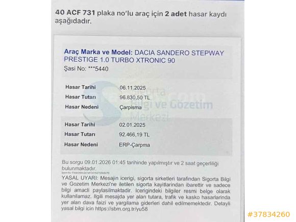 Acil satılık Dacia Sandero