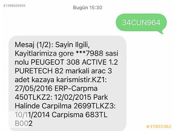 2014 PEUGEOT 308 1.2 PURETECH ACTİVE KAZASIZ DEĞİŞENSIZ
