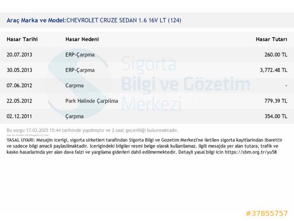 Sahibinden Chevrolet Cruze 1.6 LT 2012 Model  106.000 km Beyaz