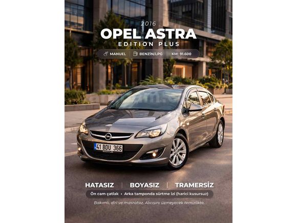 Sahibinden boyasız tramersiz Opel Astra 1.6 Edition Plus 2016 Model Manuel 