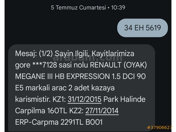 Sahibinden Renault Megane 1.5 dCi Authentique 2012 Model  184.000 km Beyaz