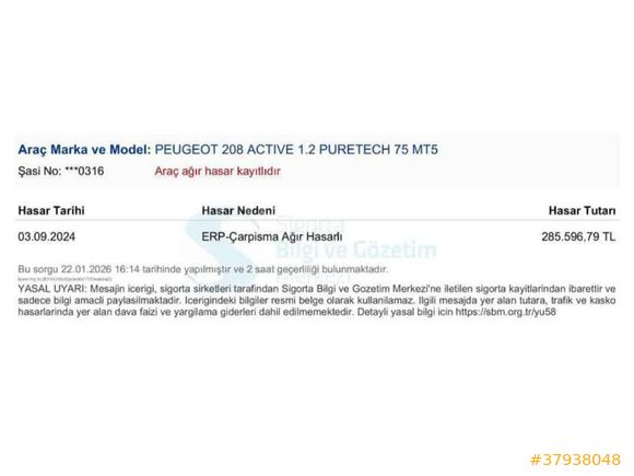 Sahibinden Peugeot 208 1.2 PureTech Active 2021 Model