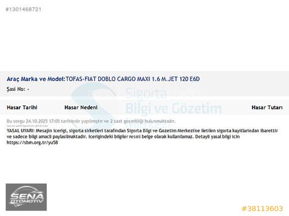 SENA-DEĞİŞENSİZ-2021 DOBLO CARGO 1.6 MULTİJET MAXİ-120HP