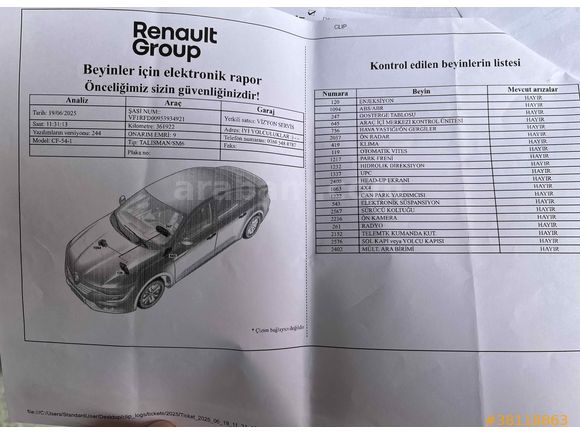 Sahibinden Renault Talisman 1.6 dCi Servis Bakımlı Icon 2016 Model 