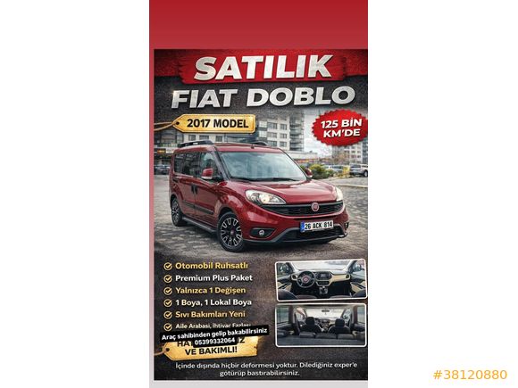 Sahibinden Fiat Doblo Combi 1.6 Multijet Premio Plus 2017 Model