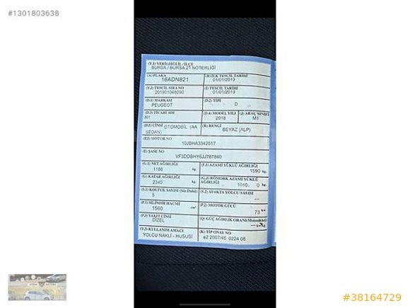 Galeriden Peugeot 301 1.6 HDi Active 2018 Model Bursa 239.000 km