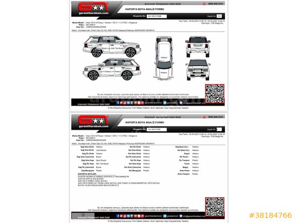 HONDA CRV 2020 1.5 BENZİNLİ 4x4 EKSİKSİZ FULL SERVİS BAKIMLI