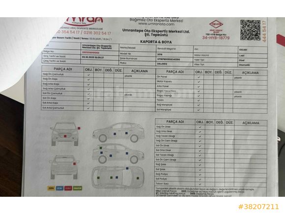 Sahibinden Renault Megane 1.5 dCi Touch 2016 Model 