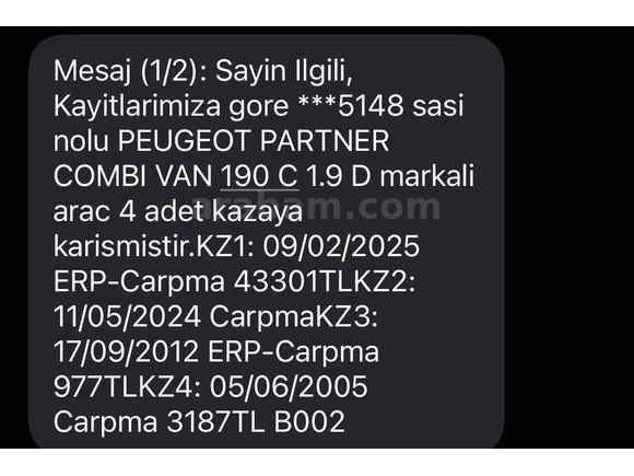 Sahibinden Düşük KM Peugeot Partner 1.9 D 2004 Model 