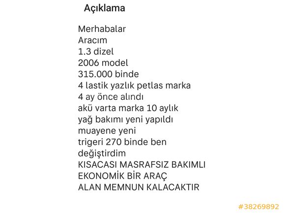 MASRAFSIZ BAKIMLI EKONOMİK 2006 MODEL 1.3 DİZEL  PALİO