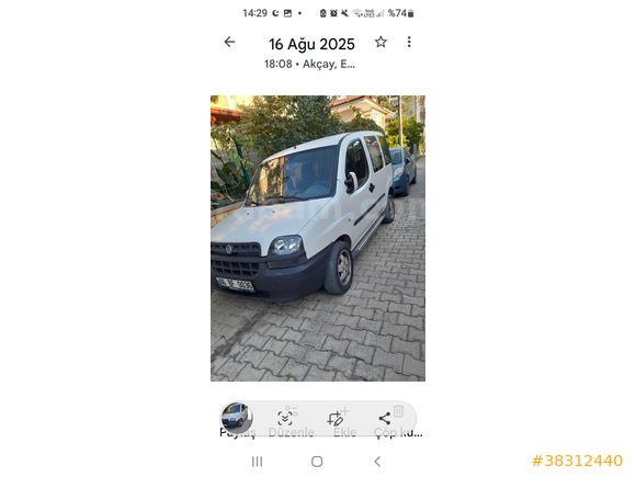 Sahibinden Fiat Doblo Combi 1.9 D ELX 2003 Model  189.000 km Beyaz