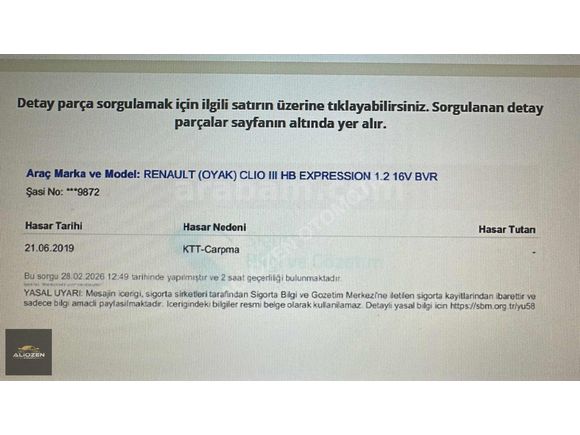 ALİ ÖZEN OTOMOTİV DEN 2008 MODEL 1.2 OTOMOTİK CLİO